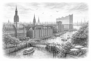Bleichstiftzeichnung Hamburg