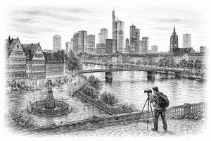 Frankfurt Altstadt und Ostend Schwarz Weiss Fotografie