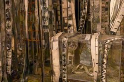 Amsterdam und Umgebung April 2025 Diese Installation kombiniert Filmstreifen und Motive aus Natur und Stadt Amsterdam und Umgebung April 2025 Kunstinstallation aus Filmstreifen mit Wald- und Stadtmotiven