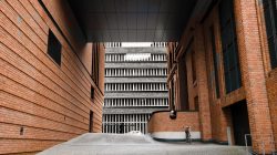 Hamburg Hafencity Fotoserie Aloys Peter Trenz März 2023 Moderne städtische Architektur mit Backsteingebäuden und Brücke