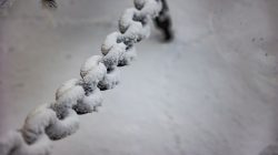 Landschaftsfotografie Winter Gernsheim Dezember 2022 Eine Kette, die vollständig mit Schnee bedeckt ist Landschaftsfotografie Winter Gernsheim Dezember 2022 Nahaufnahme einer Kette mit Schnee bedeckt