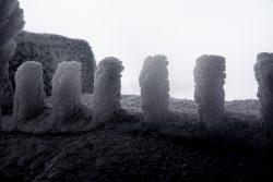 Winterwelt Taunus Landschaftsfotografie Eisformationen auf gefrorenem Zaun in winterlicher Landschaft