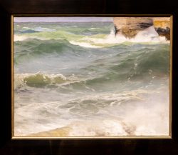 Städel Museum - Monet - Monets Küste Die Entdeckung von Étretat Mai 2026 Ein Ölgemälde von Olle Hjortzberg zeigt eine stürmische Meereslandschaft Städel Museum - Monet - Monets Küste Die Entdeckung von Étretat Mai 2026 Olle Hjortzberg-Marine Ölgemälde mit stürmischer See und Felsen