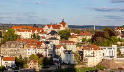 Meissen Mai 2026 Panorama der Altstadt von Meißen mit historischen Gebäuden und Elbe