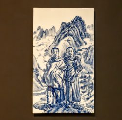 Meissen Mai 2026 Chinesische Tuschmalerei mit zwei Figuren vor Berglandschaft