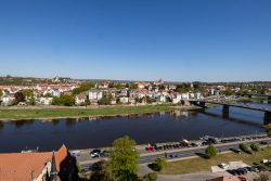 Meissen Mai 2026 Panorama der Altstadt von Meißen mit der Elbe und Albrechtsburg