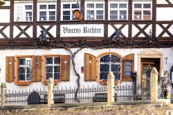 Meissen Mai 2026 Historisches Fachwerkhaus von Weingut Vincenz Richter in Meißen
