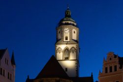 Meissen Mai 2026 Beleuchteter Kirchturm bei Nacht, Meißen Altstadt