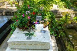 Paris Juni 2026 Grab von Georges Moustaki mit Blumen und Gedenkschild