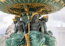 Paris Juni 2026 Detail des Flussgötterbrunnens auf der Place de la Concorde in Paris